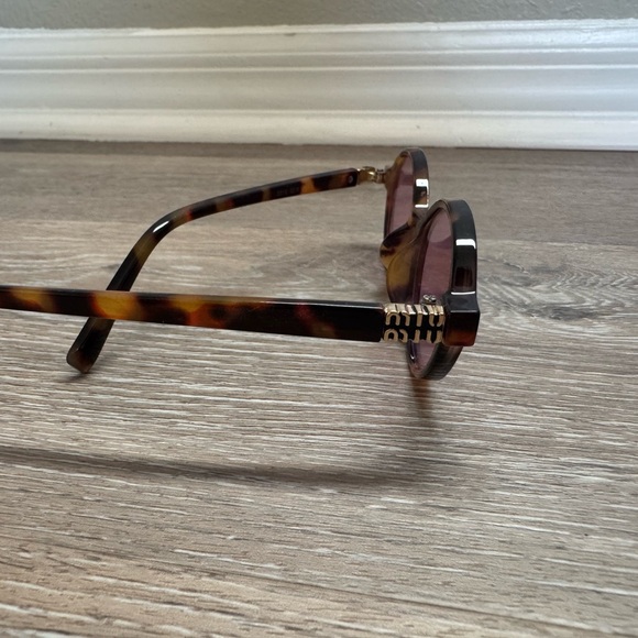 Miu Miu Tortoiseshell Oval Sunglasses with Pink Lenses - Picture 4 of 10